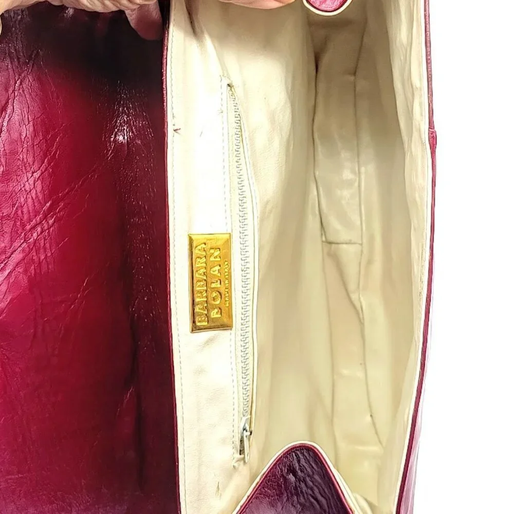 Vintage Barbara Bolan Red Italian Leather Clutch Bag